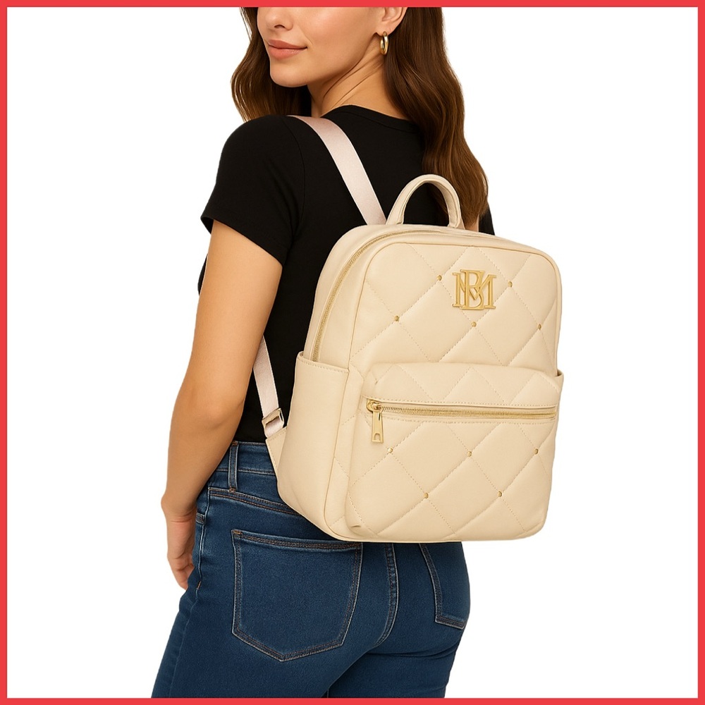 Badgley Mischka Off White Gold Travel & Computer Backpack